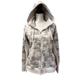 Athleta Light Gray Camo Zip Hoodie